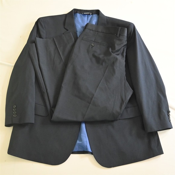 Nautica 50R 42x30 Navy Blue Striped Stretch Mens Jacket Pants Suit